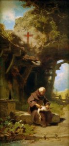 Un ermite plumant une oie - Carl Spitzweg